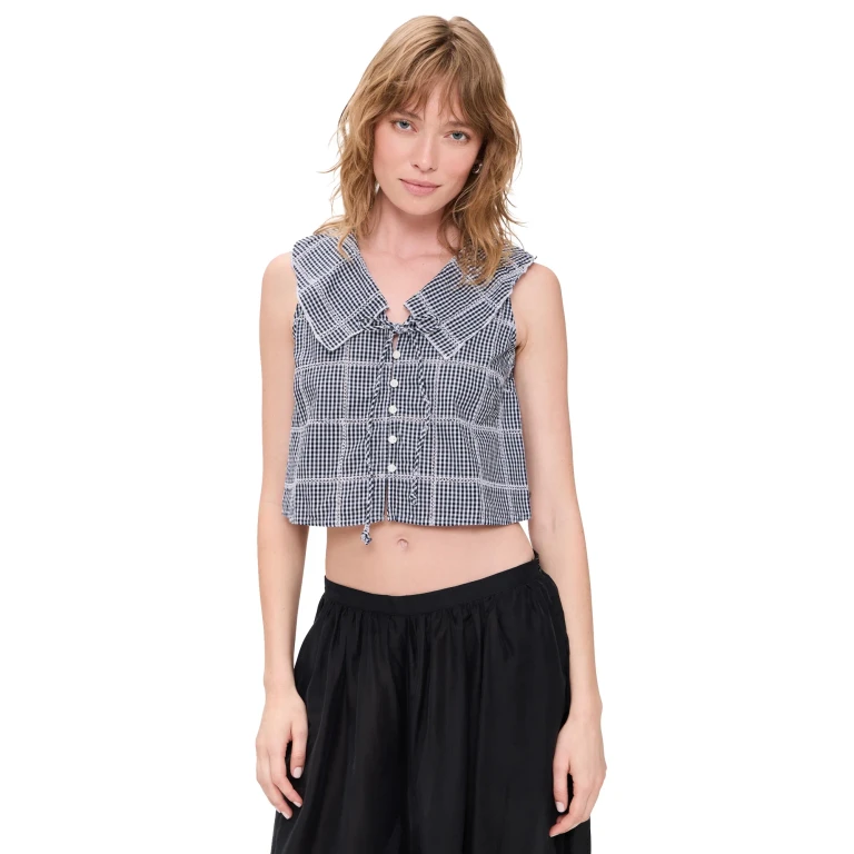 Free People Waiting For Me Top Navy Combo M