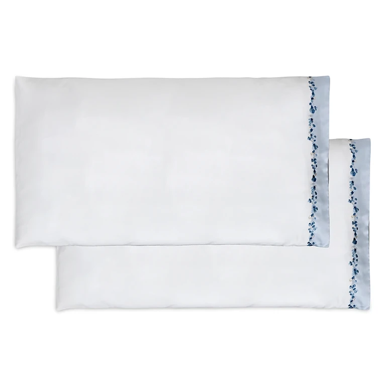Dea Luxury Linens Incanto Embroidery Standard Pillowcase, Pair