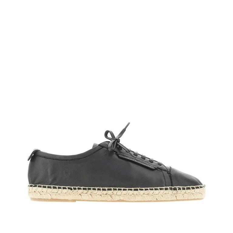 Emporio Armani Herren-Espadrilles aus Nappaleder mit Schnürung