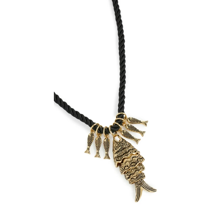 Kenneth Jay Lane Antique Gold Fish Necklace Light Antique Gold One Size