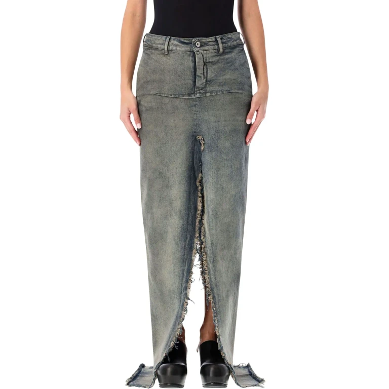 Rick Owens Long Denim Sliced Skirt