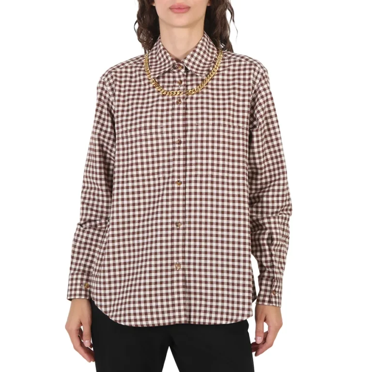 Burberry Gingham Cotton Check Chain Detail Shirt