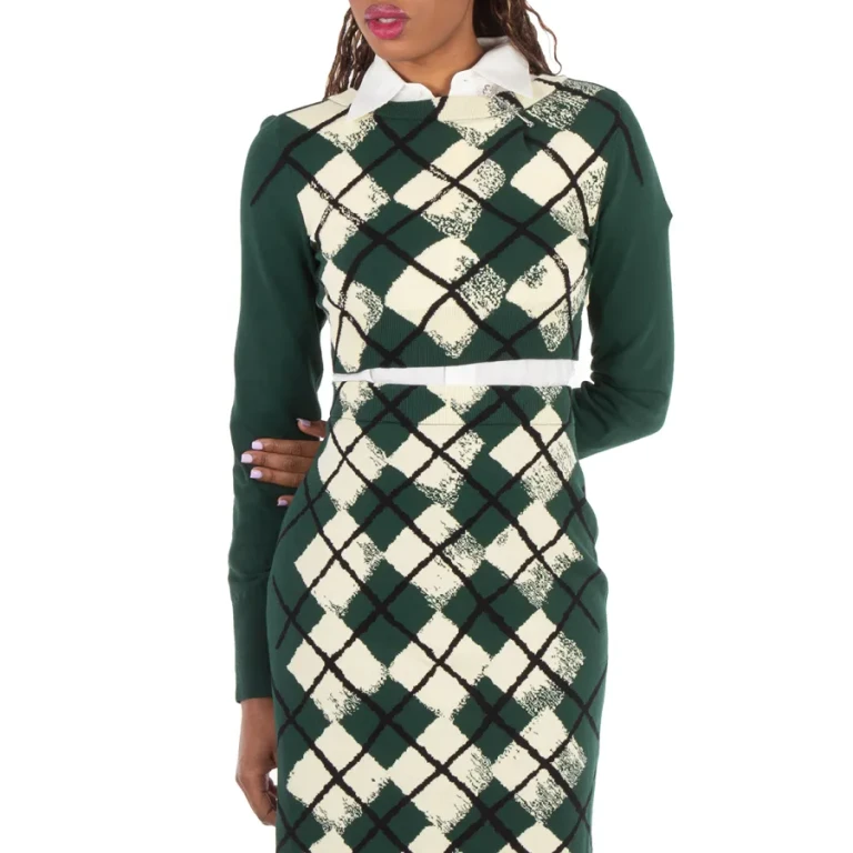 Burberry Argyle Fine-Knit Cropped Sweater