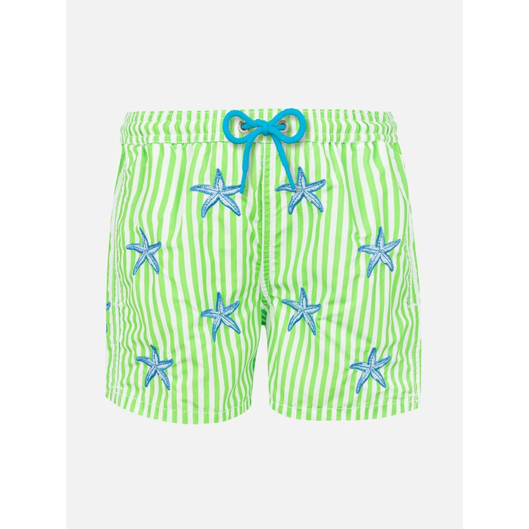 Mc2 Saint Barth Boy Classic Swim Shorts With Starfish Embroidery White Swimshort