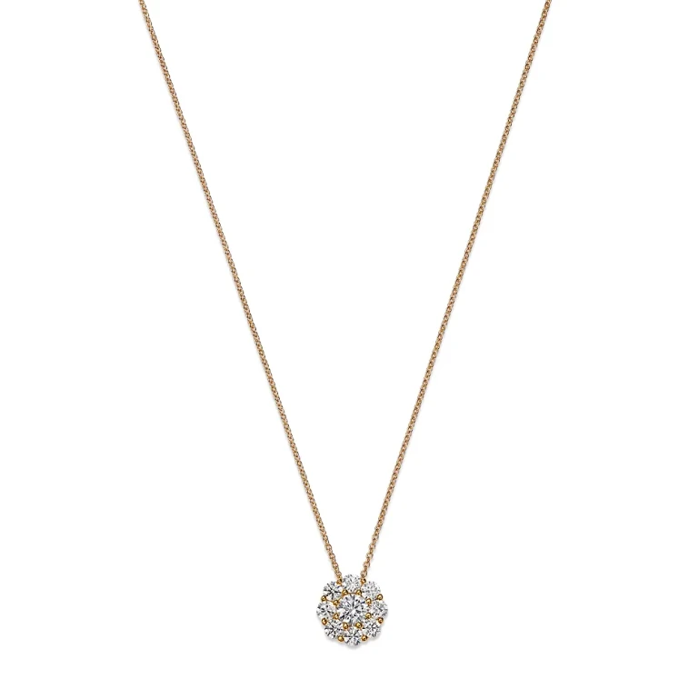 Diamond Flower Cluster Pendant Necklace in 14K Yellow Gold, 0.50 tcw