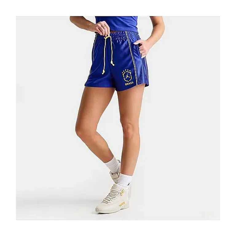 Jordan Women's Brooklyn Brazil Knit Shorts in Old Royal/Yellow Pulse Size: XS