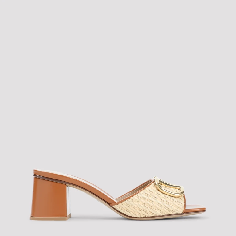Valentino Garavani Slide Sandals Nude & Neutrals Cotton Viscose Lether - Women