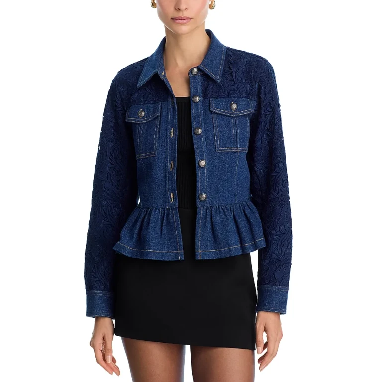 Cinq a Sept Kerrigan Lace Trim Denim Jacket