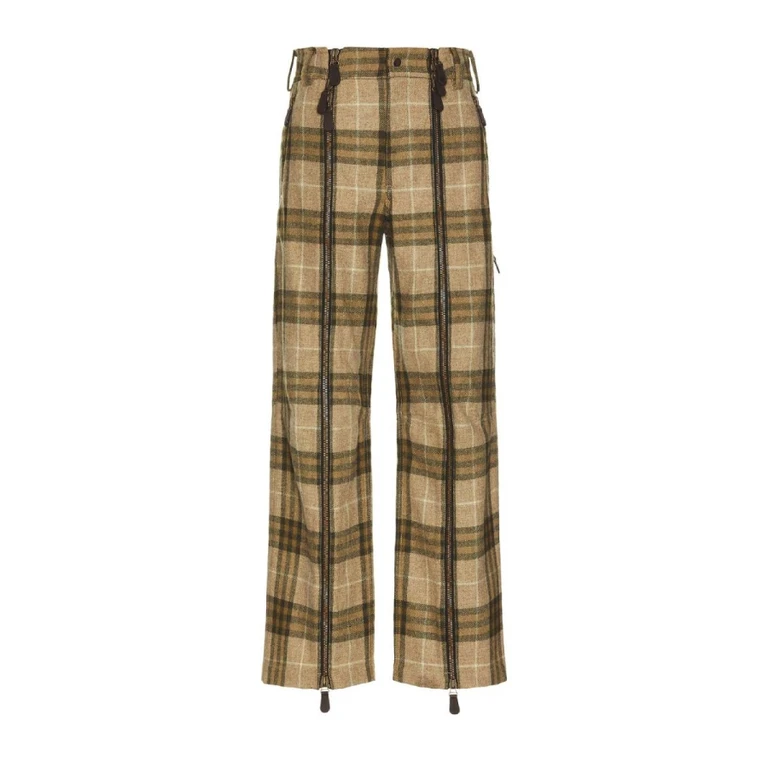 Burberry Mens Check Wool Zip Trousers