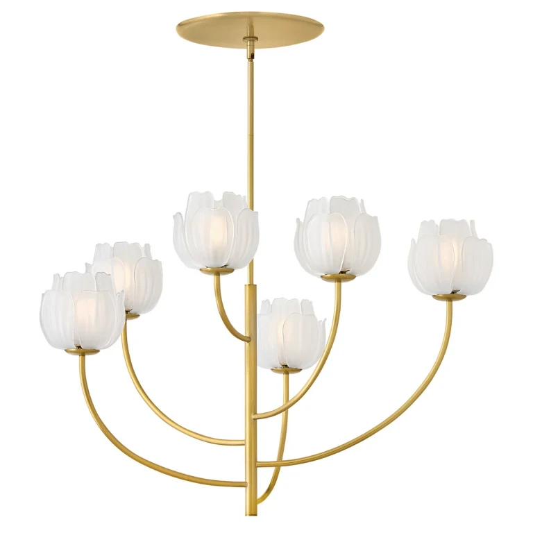 Unlacquered Brass LED Chandelier from the Fantine Collection