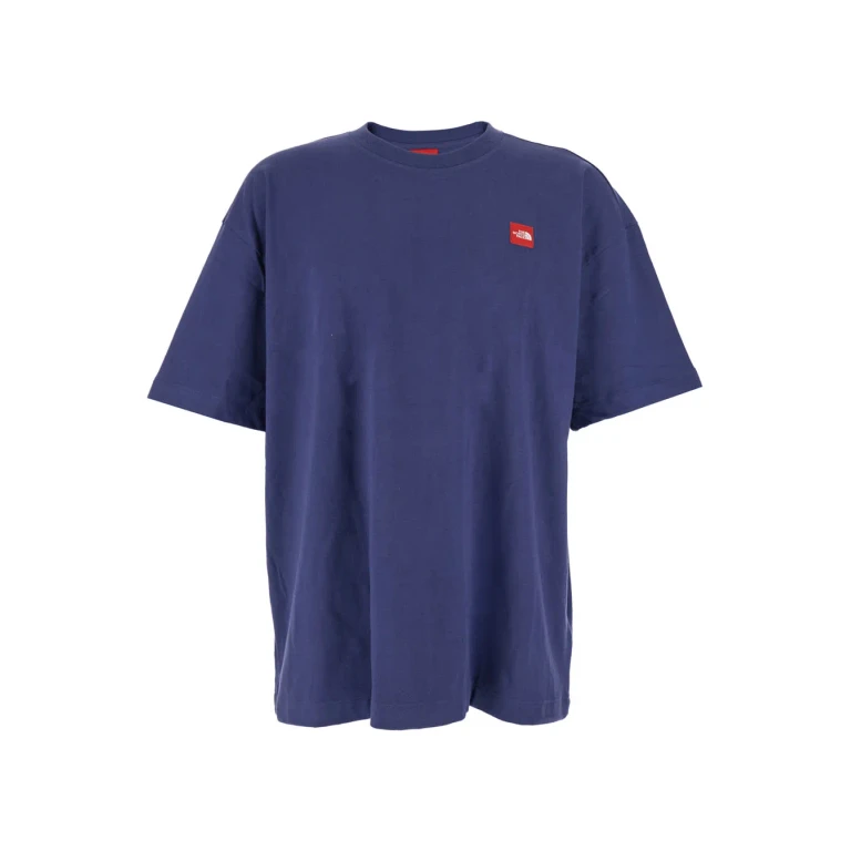 The North Face Blue Crewneck T-shirt With Logo Patch On The Front In Cotton Man