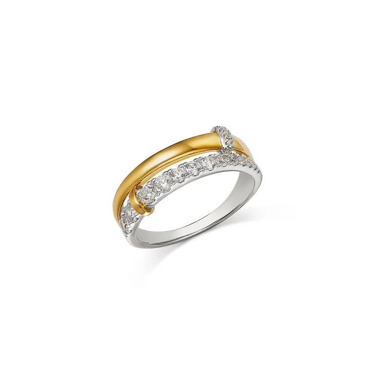 Diamond Double Row Ring in 14K White & Yellow Gold, 0.50 tcw