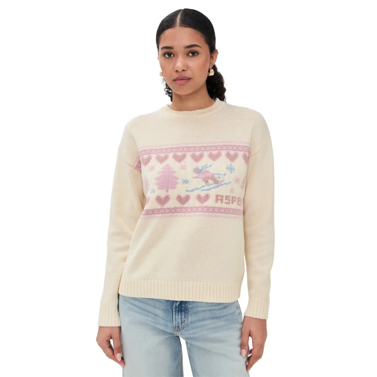 LoveShackFancy Francie Fair Isle Sweater Apres Ivory L