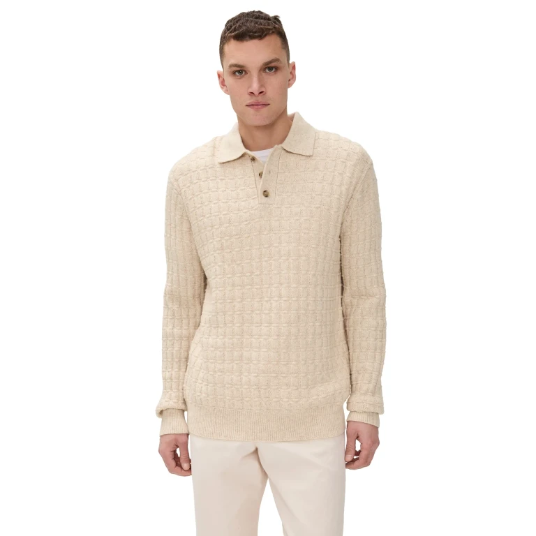 Les Deux Gustav Squared Structure Polo Knit Light Sand Melange XL