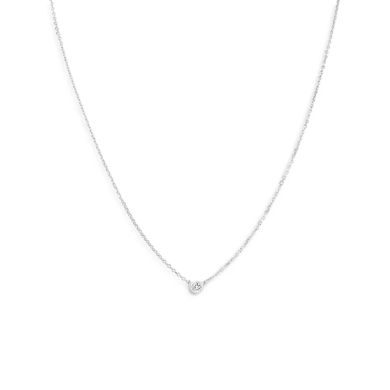 Diamond Bezel Solitare Necklace in 14K White Gold, 0.05 tcw - 100% Exlcusive