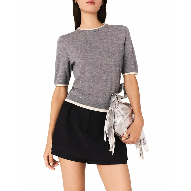 Maje Wool Short Sleeve Sweater