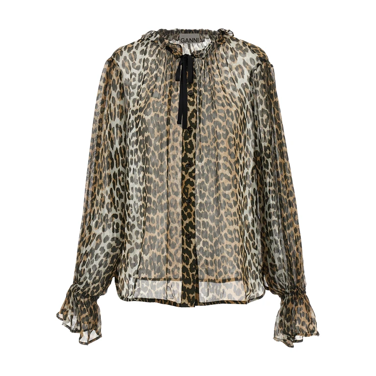 Blusa con stampa leopardata Ganni