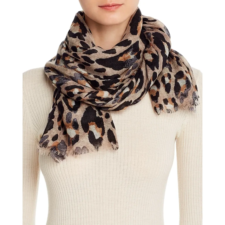 Bloomingdale's Leopard Print Wool Scarf - Exclusive