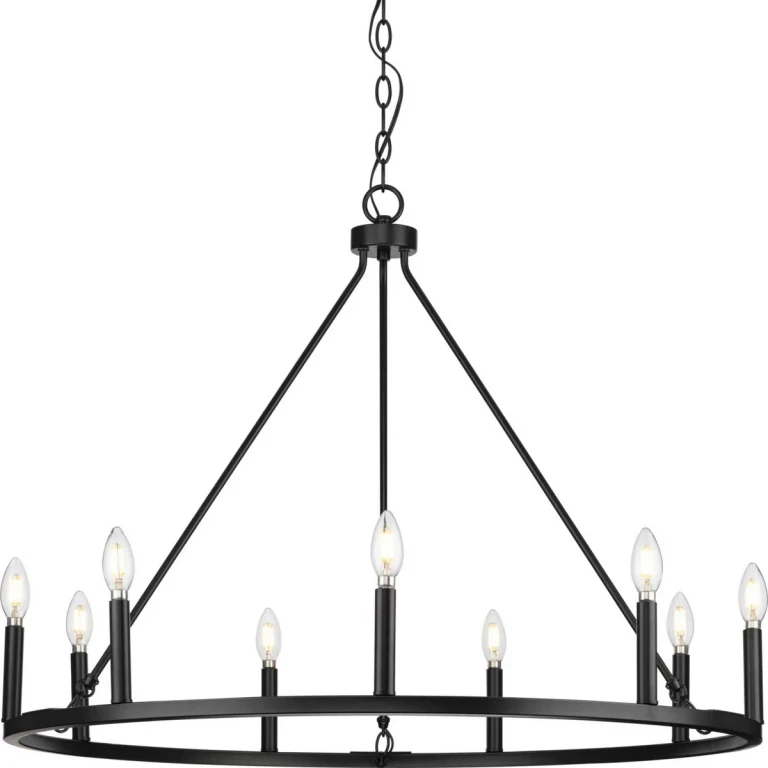 Matte Black Nine Light Chandelier from the Gilliam Collection