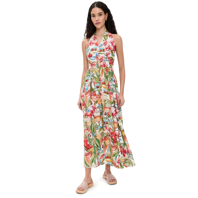 FARM Rio Cocktail Halter Maxi Dress Cocktail Off-White XL