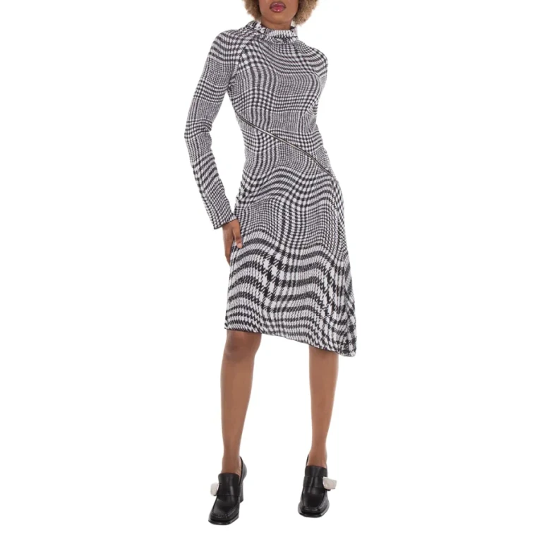 Burberry Houndstooth Pattern Midi Dress