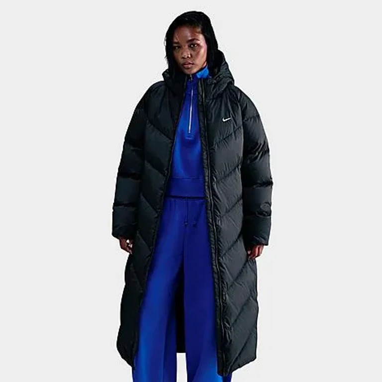 Nike Women's Sportswear Windpuffer Storm-FIT Loose Hooded Down Parka Jacket in Black/Sail Size: XS