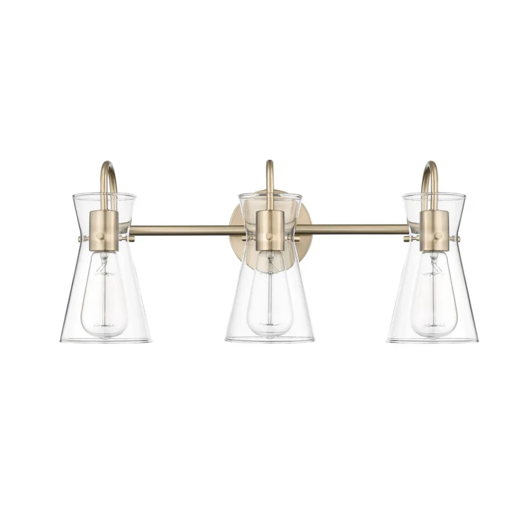 Modern Gold Three Light Vanity from the Camellia Collection