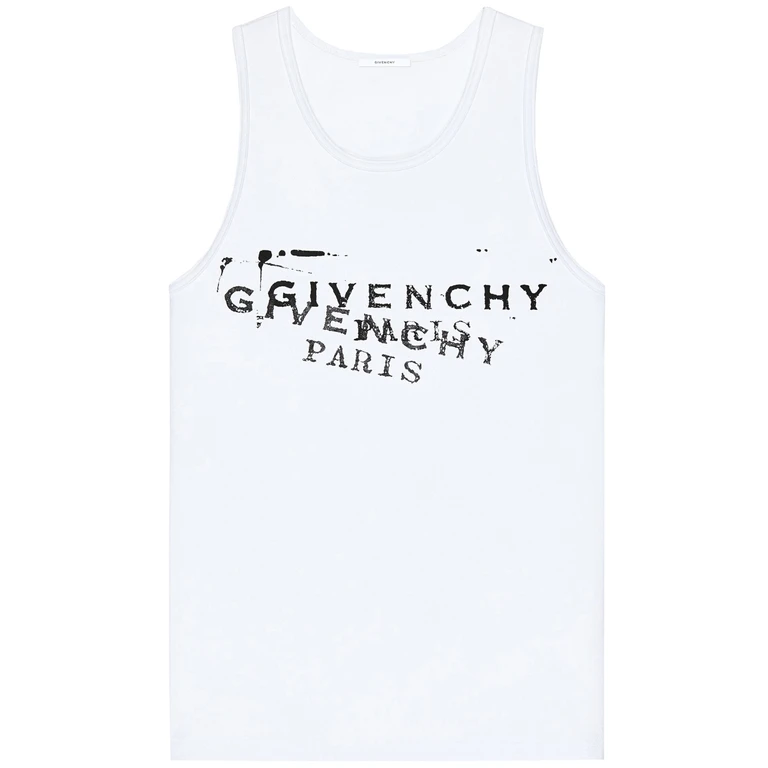 Givenchy Slim Fit Tanktop White T-shirt - Men
