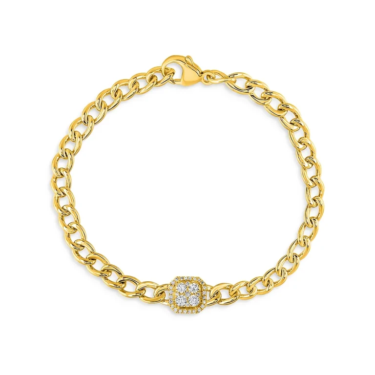Diamond Link Bracelet in 14K Yellow Gold, 0.40 tcw