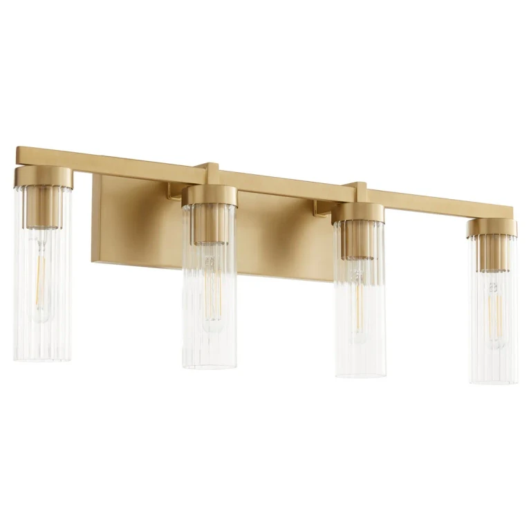 Aged Brass Four Light Vanity from the Kilbey Collection