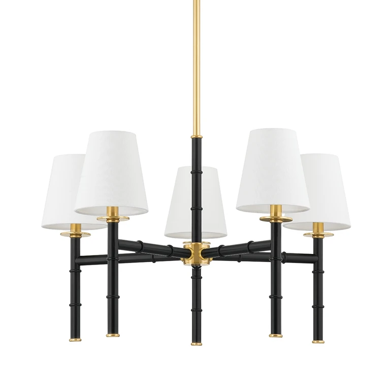 Aged Brass Five Light Chandelier from the Banyan Collection