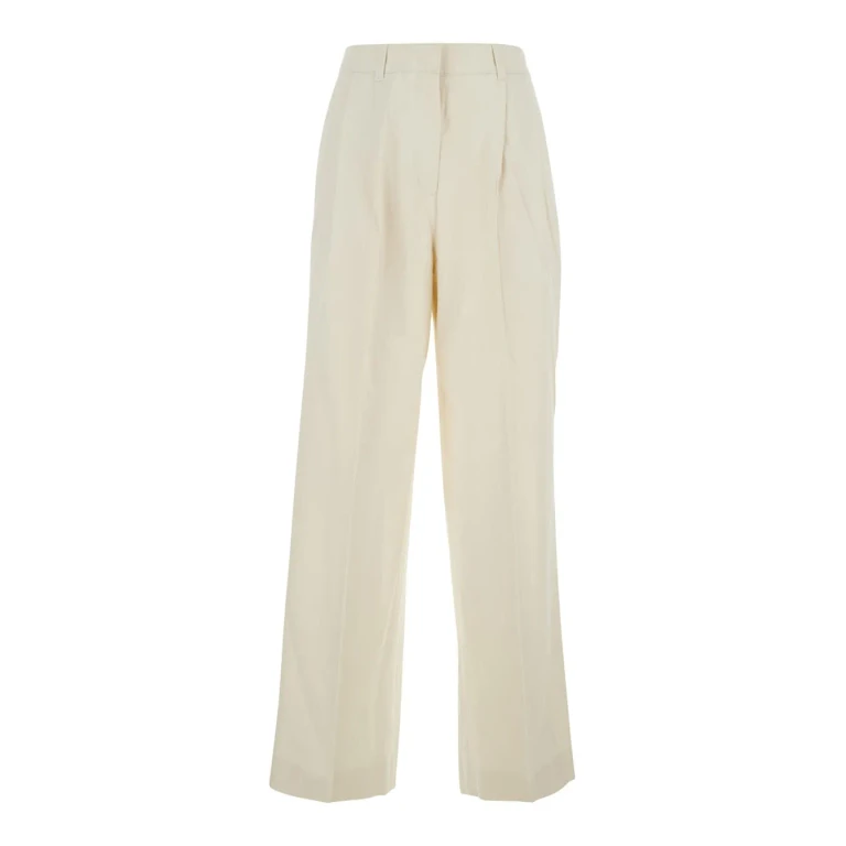 Dunst White Pants With Belt Loops And Front Pleats In Cotton Blend For Women