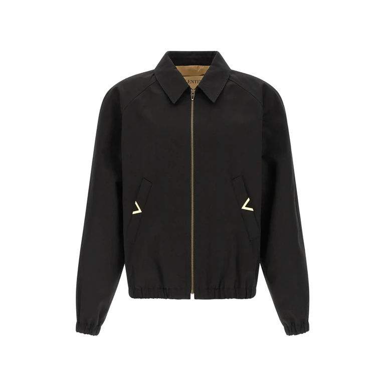 Valentino Giubbino Vgold Black Cotton Giubbotto - Men