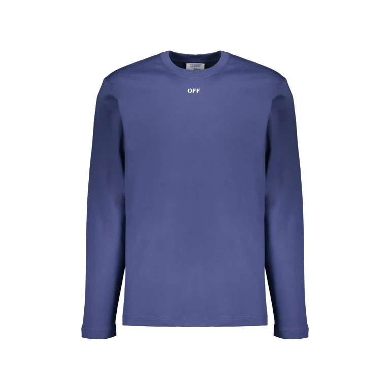Off-White Dark Blue Long-sleeved Versatile T-shirt