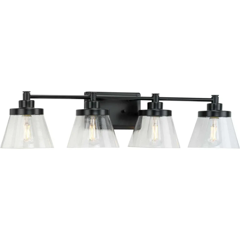 Matte Black Four Light Bath Bracket from the Hinton Collection