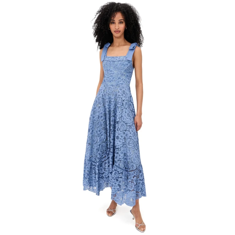 ALICE + OLIVIA Rosalee Lace Bustier Maxi Dress INDIGO 8