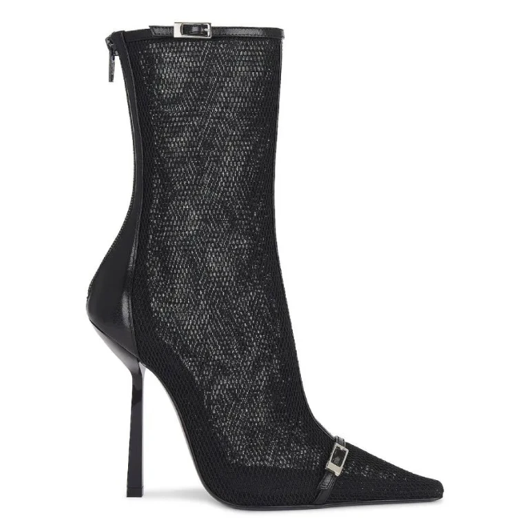 Saint Laurent Oxalis Mesh Pointed-Toe Bootie