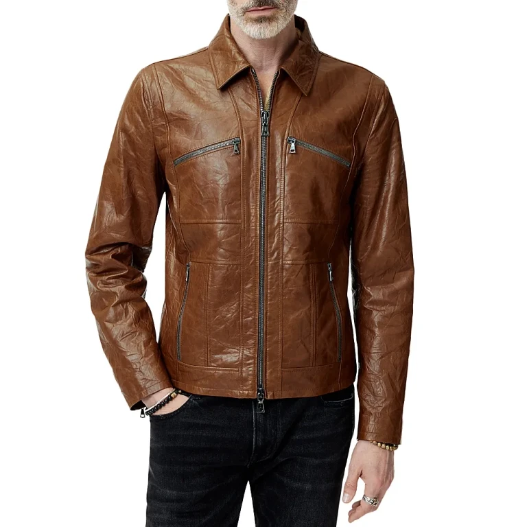 John Varvatos Seamed Leather Jacket
