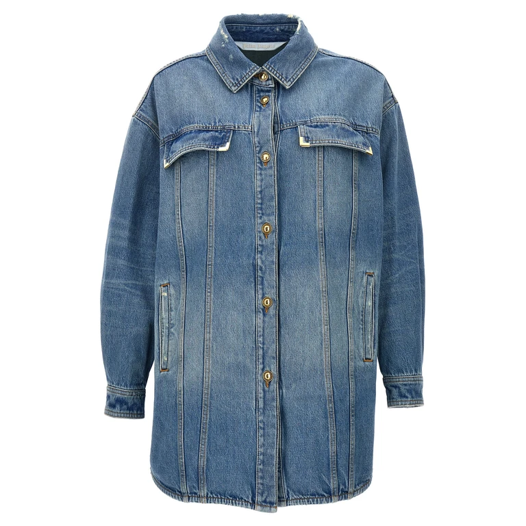Palm Angels Blue Cotton Denim Jacket Clothing - Women