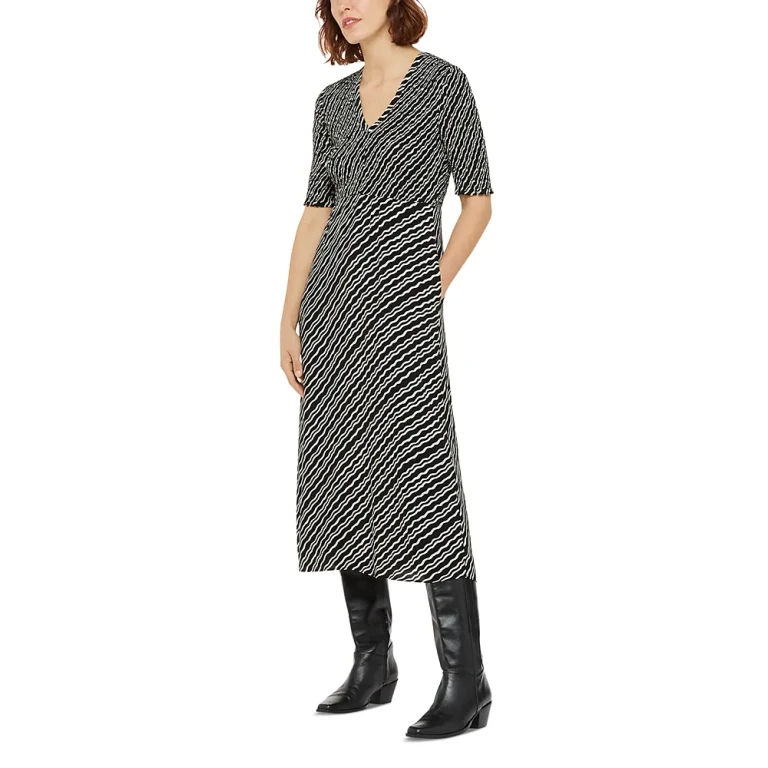 Whistles Diagonal Ripple Shirred Dress