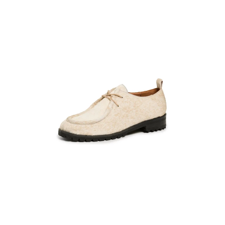 Naguisa Khov Lace Up Loafers Multi Beige Calf Hair 37