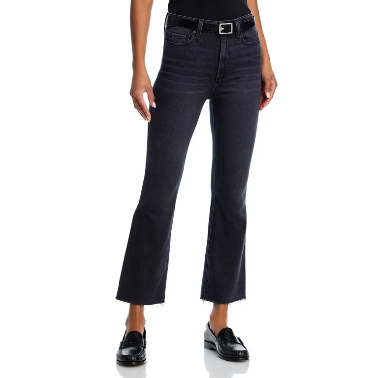 Paige Claudine High Rise Ankle Flare Jeans in Black Lotus