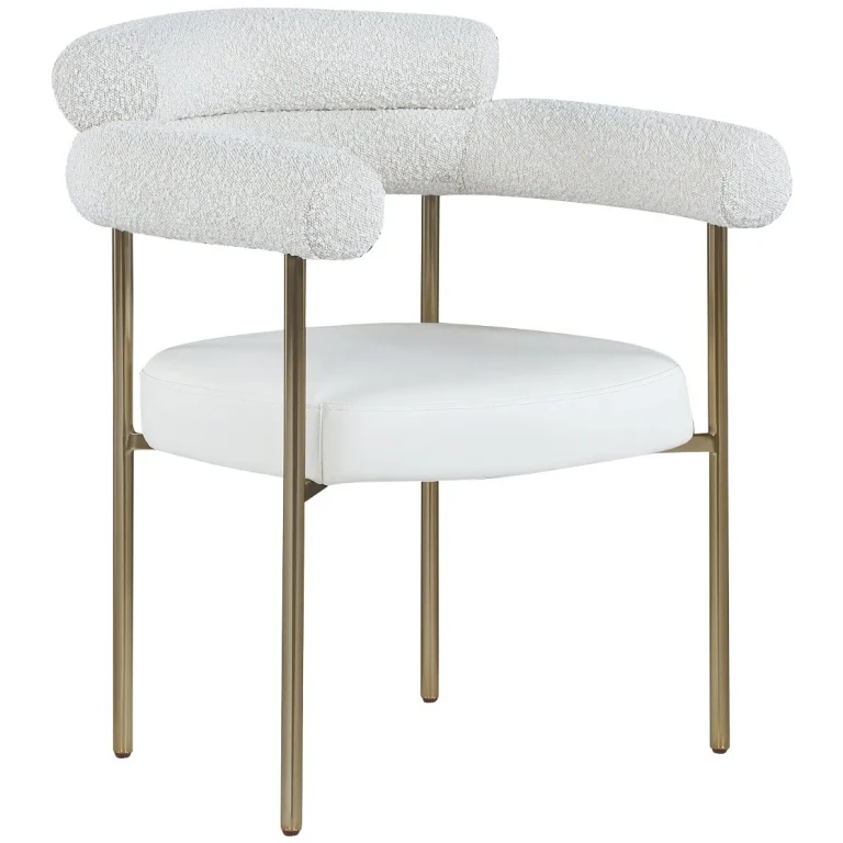 Blake Cream Boucle and Vegan Leather Dining Chair, Set of 2