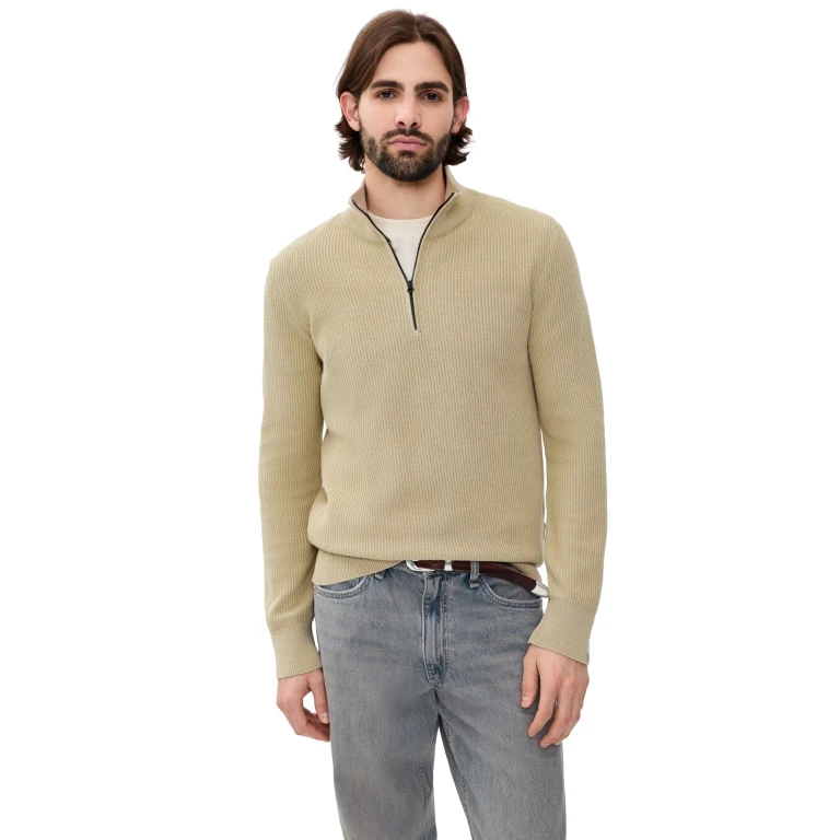 rag & bone Caden Washed Quarter Zip Pullover Taupe S