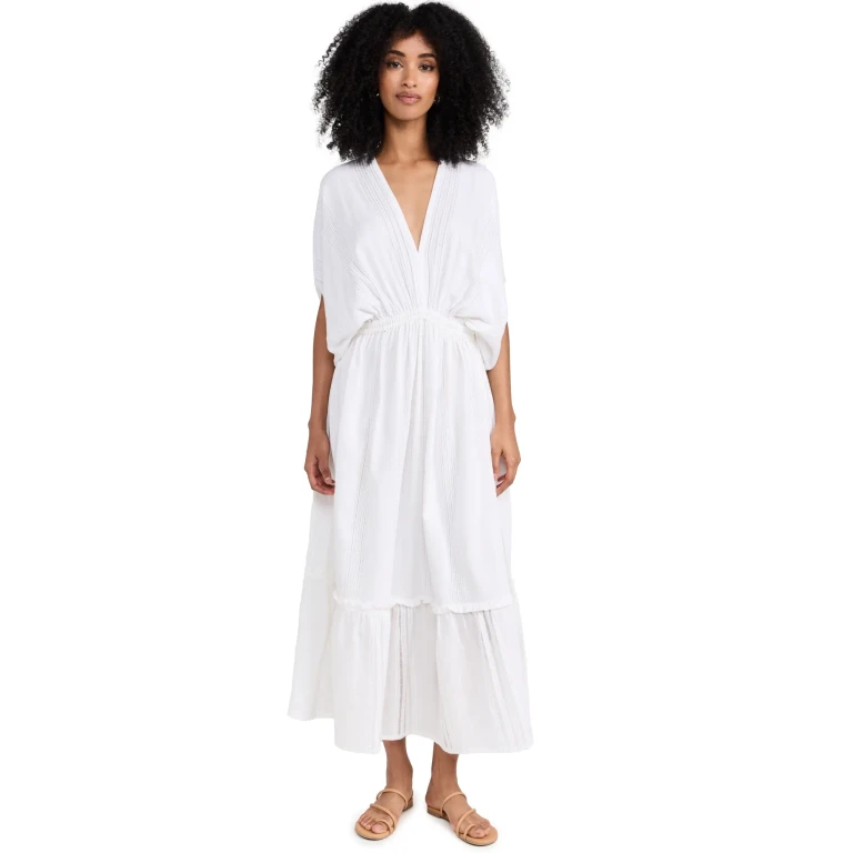 lemlem Leliti Plunge Neck Dress Black L