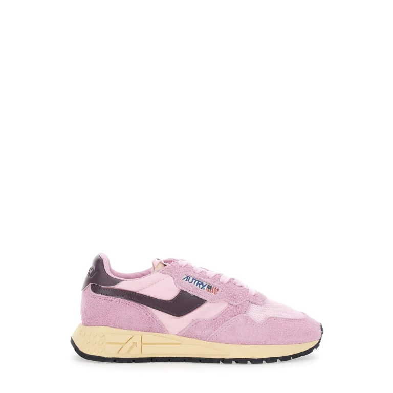 Autry reelwind Pink Sneaker Low Top With Logo Patch On Tongue And Side In Suede For Women