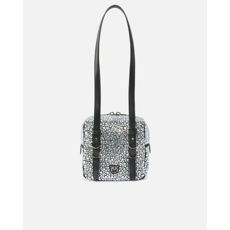 Pinko - Petit sac à bandoulière Cubic Bag à strass