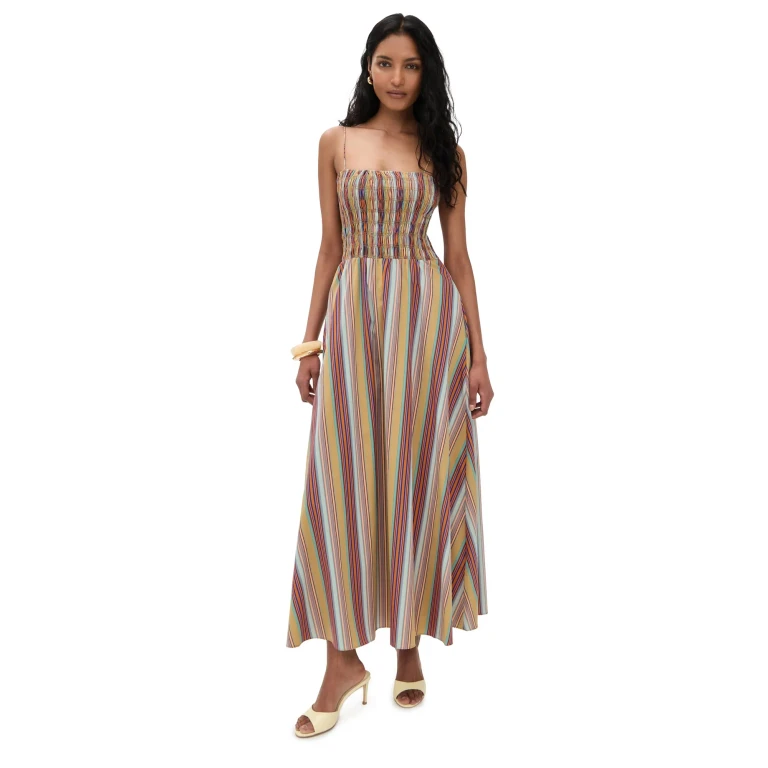 FAITHFULL Anniken Maxi Dress Agua Stripe/Mustard 6