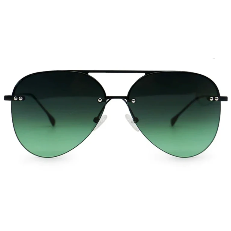 Smaller Megan 2 - Dark Green Metal Aviator Sunglasses - Black