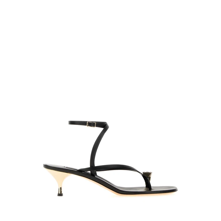 Casadei Black Leather Thong Sandals Nero Sandali - Women